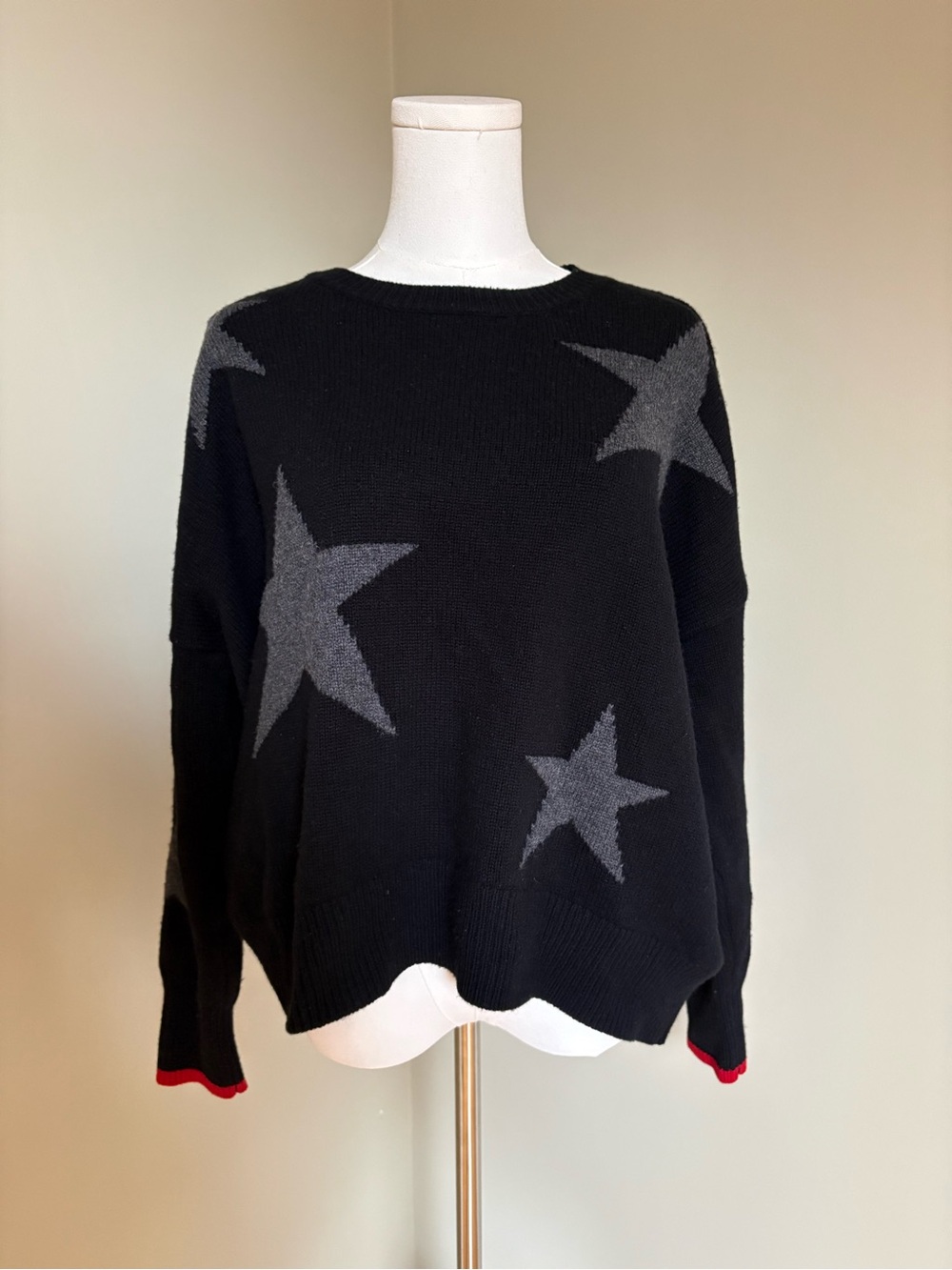 Sundry Crewneck Sweater, Black with Stars